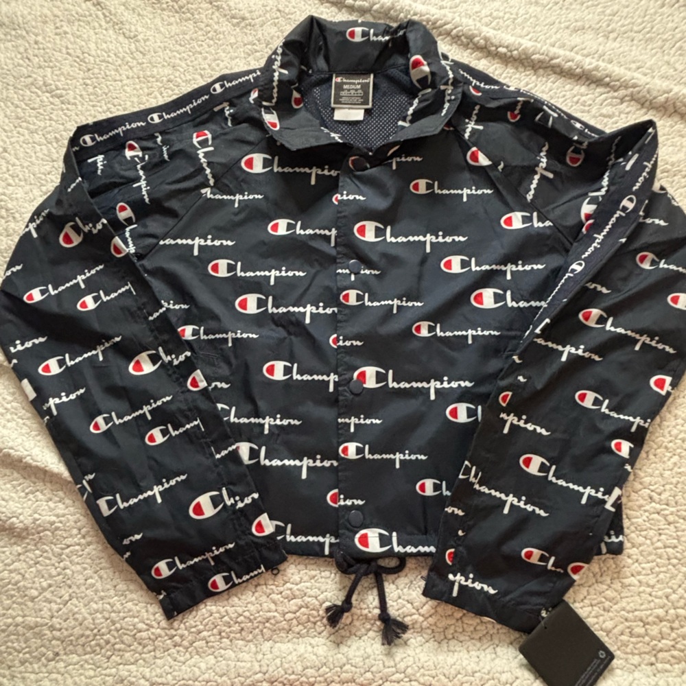 Champion Windbreaker Jacket Script‎ Logo Women’s Size Medium